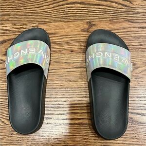 Givenchy Iridescent Silver and Black Slides